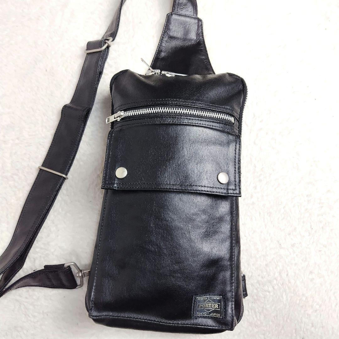 ✨美品✨ PORTER フリースタイル スリングショルダー 黒 ボディバッグ