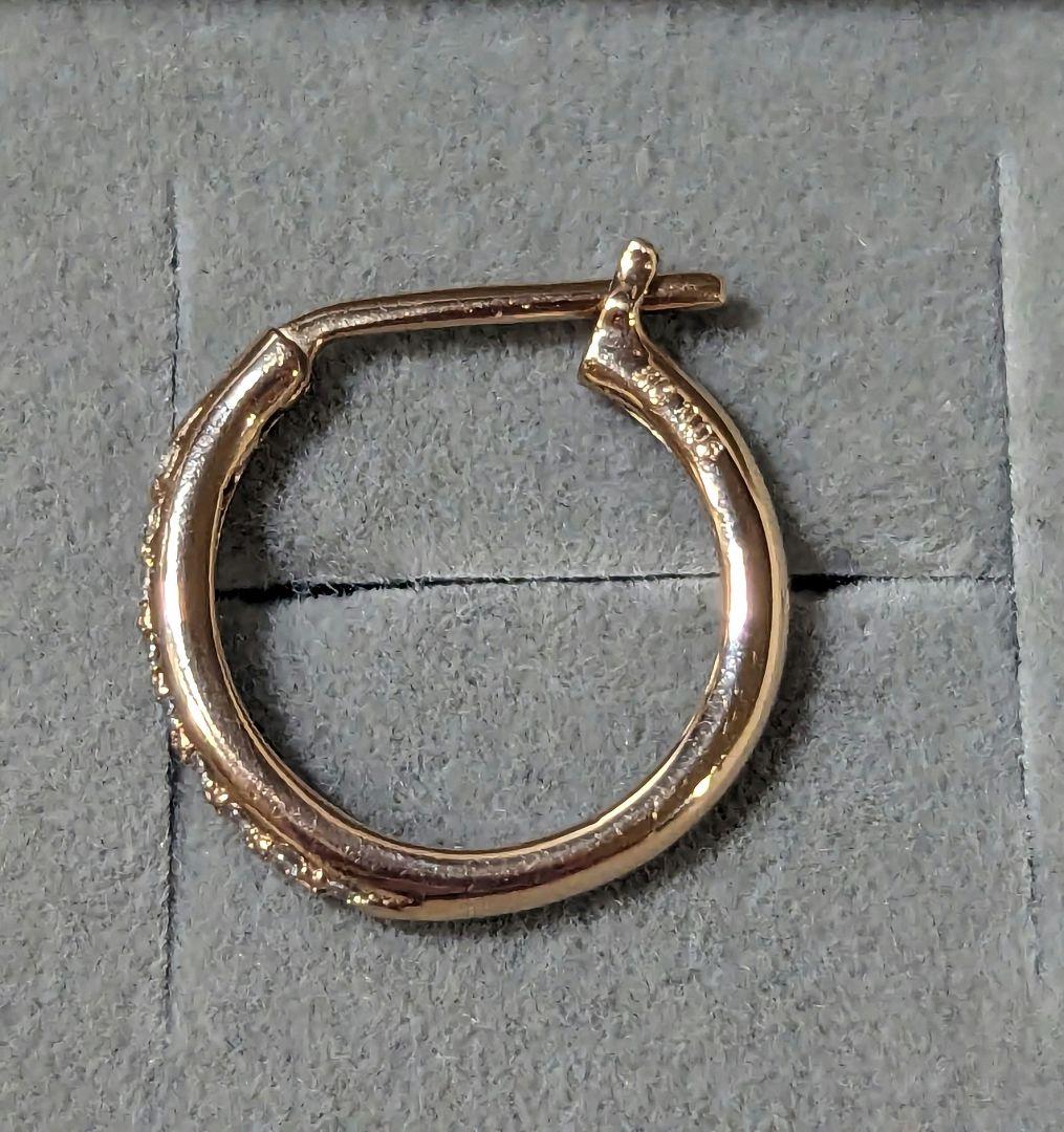 天才　K18ダイヤモンド フープピアス　ピンクゴールド片耳