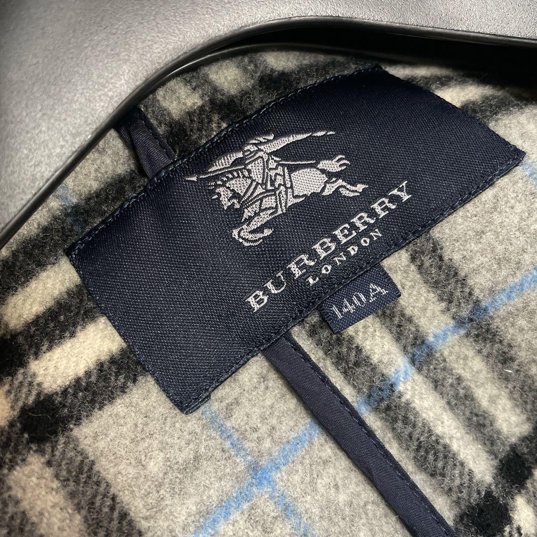 バーバリーロンドン ダッフルコート ネイビー ノバチェック XS相当　140cm