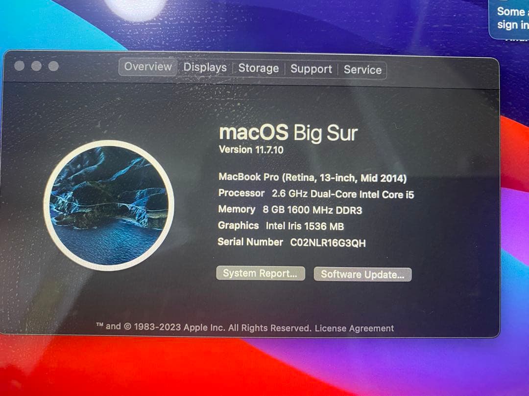 MacBook Pro A1502 8GB 128GB Retina 13インチ