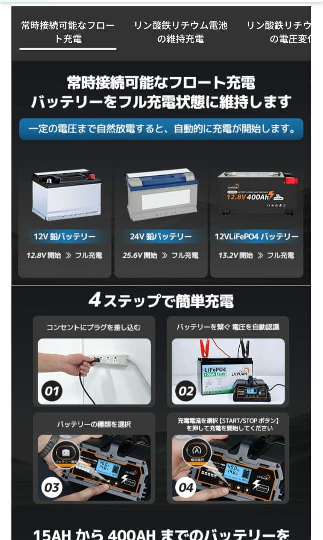 リョクエン全自動パルスバッテリー充電器 定格40A PSE取得BC-400PRO