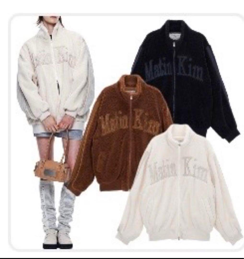 matin kim ロゴ　ティディ　フリースジャンバー　ブラウン