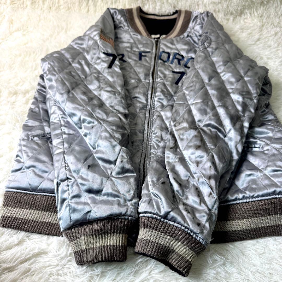 希少/XLサイズ✨AVIREX スカジャン　別珍　ベロア　キルティング　ワッペン