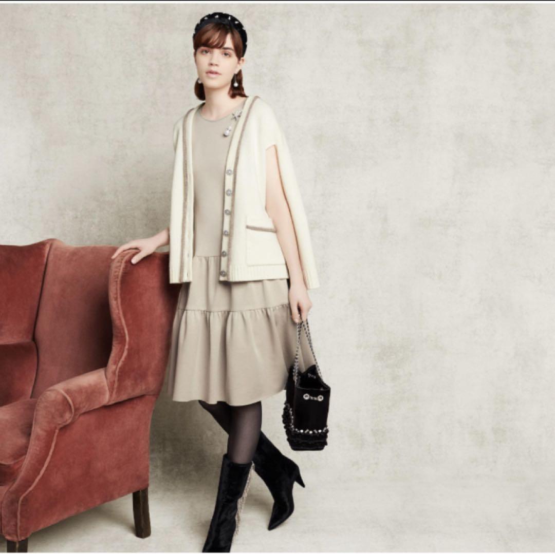 René グレー カーディガン 36 ケープ　　ポンチョ