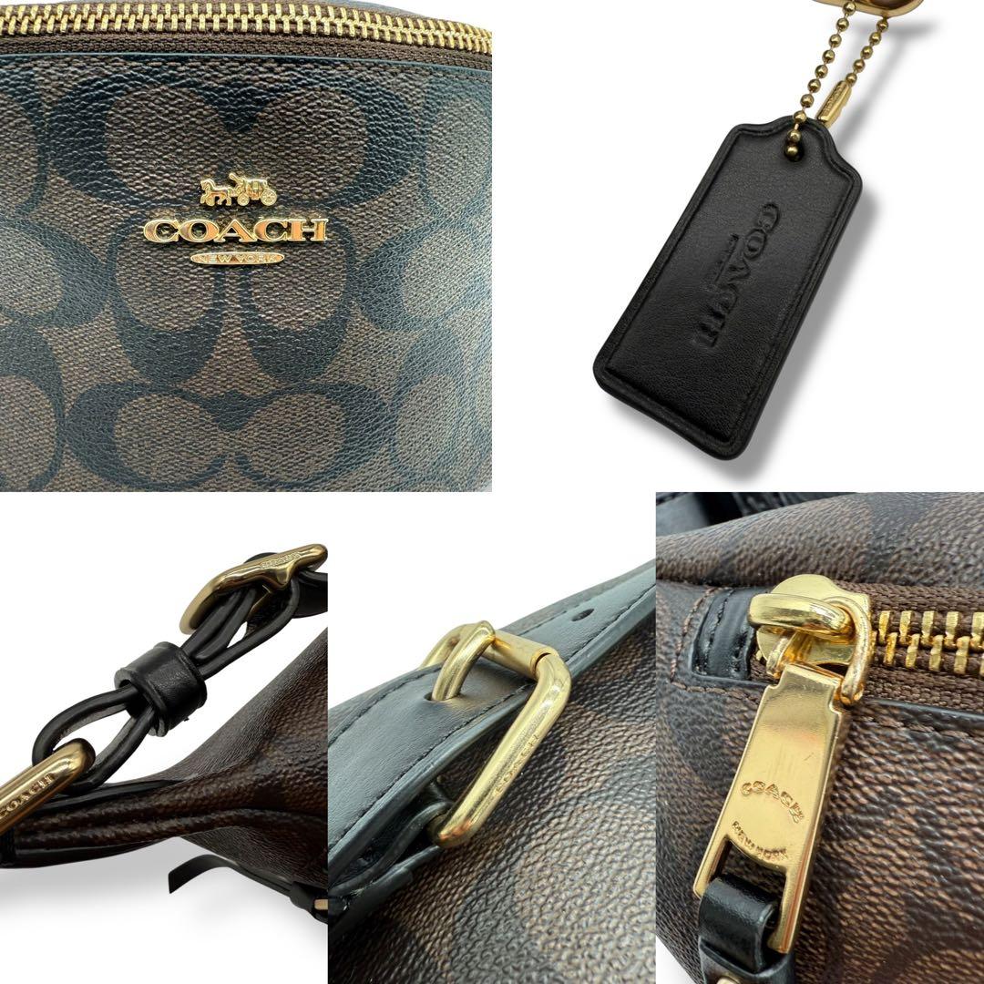 【美品】COACH コーチ ボディバッグ PVC クロスボディ 金具ロゴ 茶