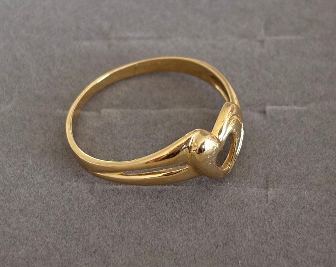 K18 18金　ハート ゴールドリング 大きめサイズ
