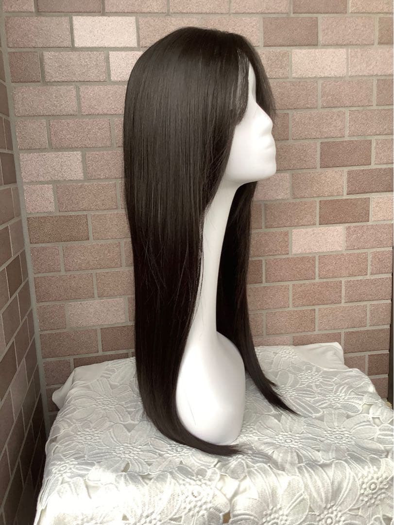 広範囲カバー 部分 ウィッグ ￼ロング へア￼ピース ￼黒 ストレートセミロング