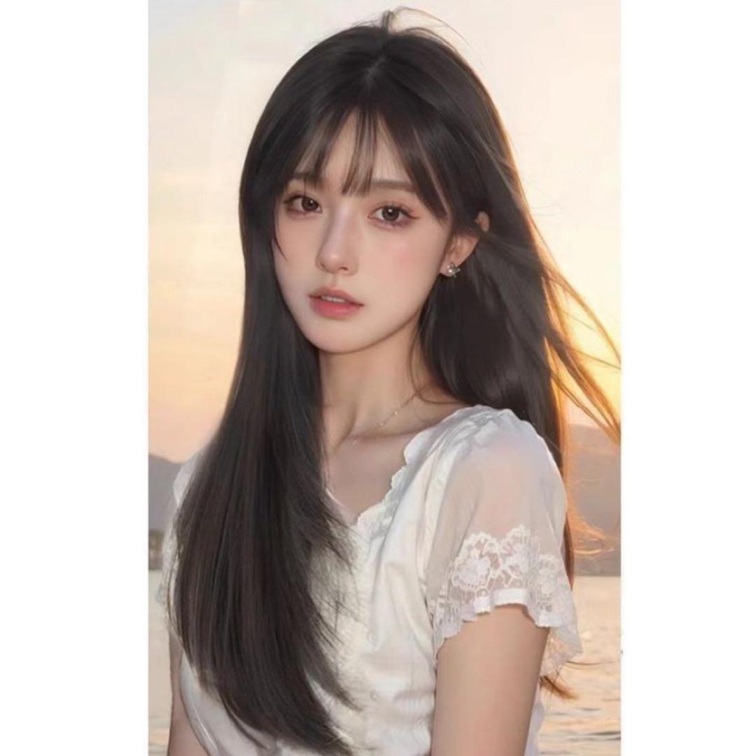 広範囲カバー 部分 ウィッグ ￼ロング へア￼ピース ￼黒 ストレートセミロング