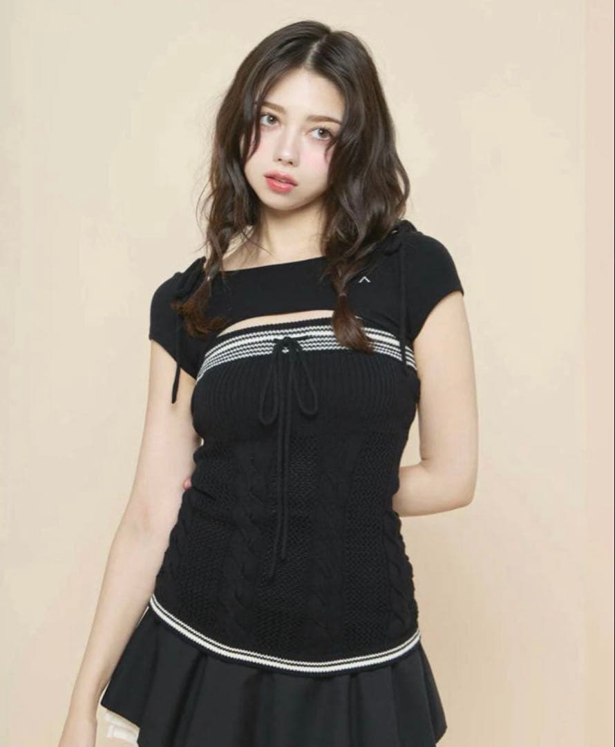 トップス Kitty cable knit tops andmary black