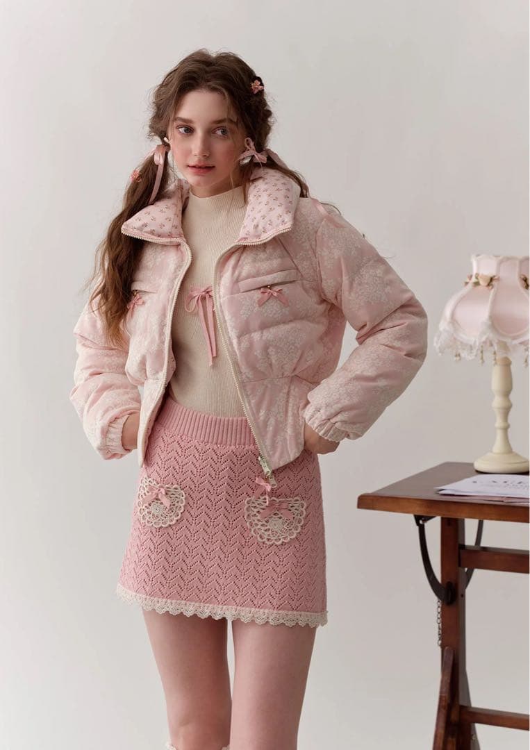 lace made レースメイド ピンクベリードーナツジャケット