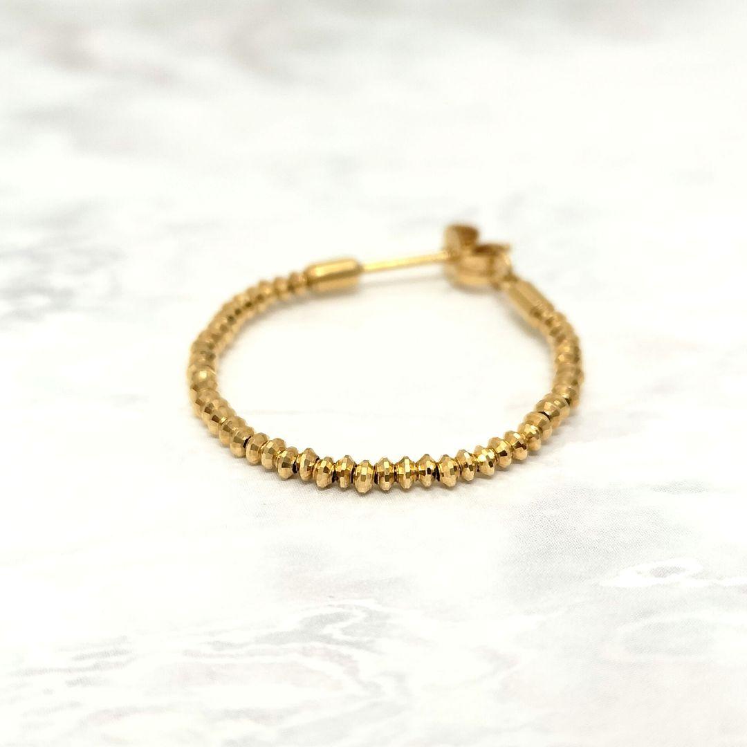 タイムセール♡K18 フー ピアス ワッカ 落ちないキャッチゴールドカットビーズ