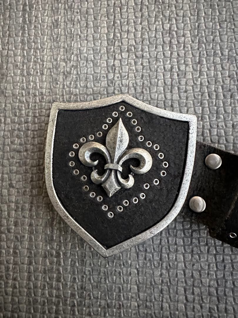 小物 cross design real leather studs belt