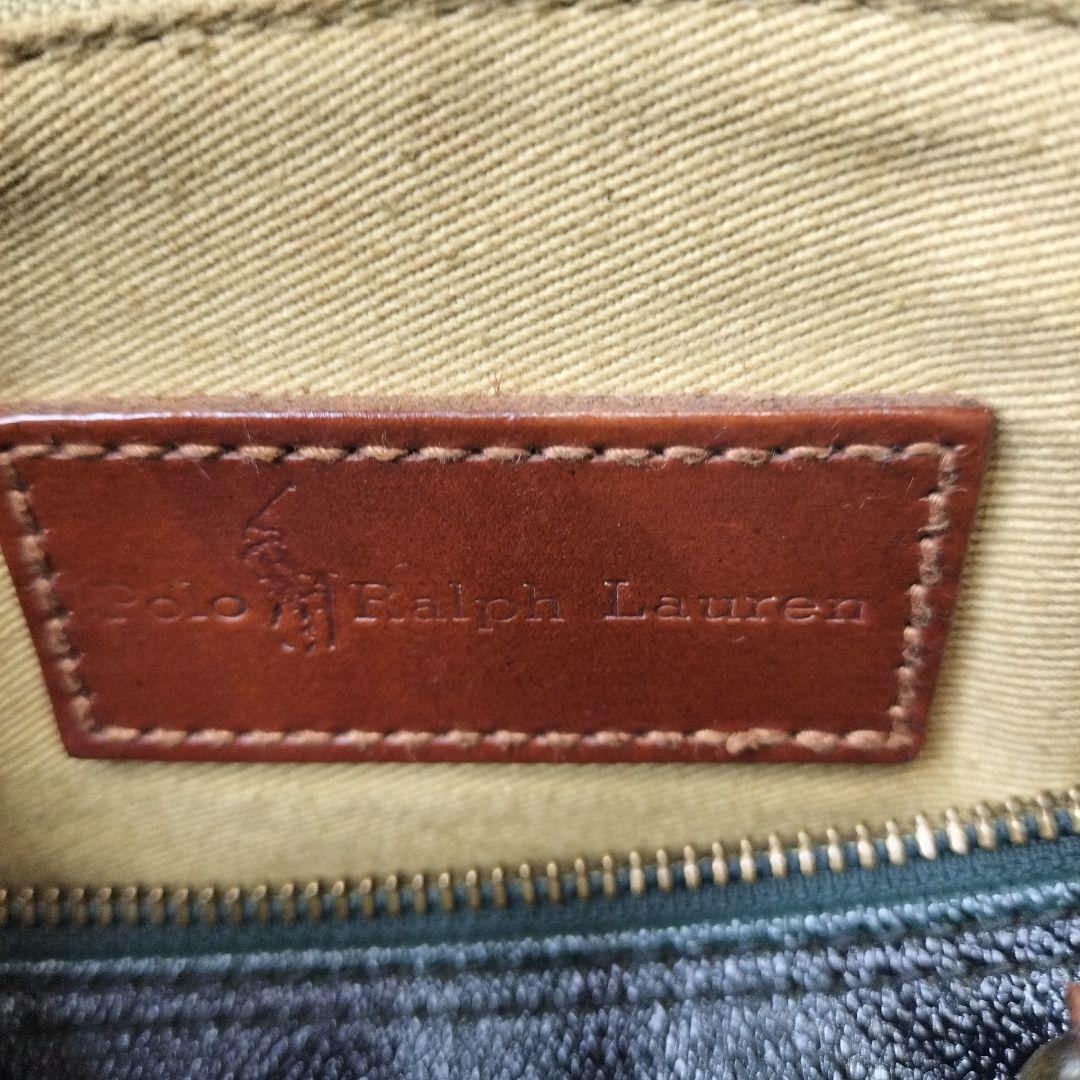 美品 POLO ポロラルフローレン チェック柄バッグ PVC xレザー