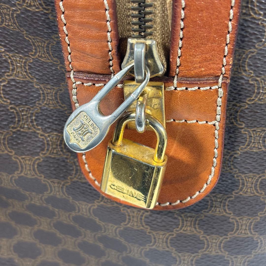 セリーヌ ボストンバッグ 大容量 ヴィンテージ マカダム トリオンフ ブラウン