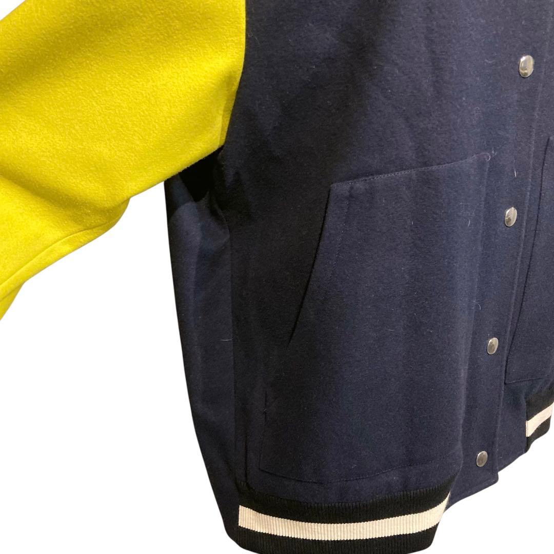 【美品】MSGM ウール スタジャン 総柄 オーバーサイズ M ネイビー