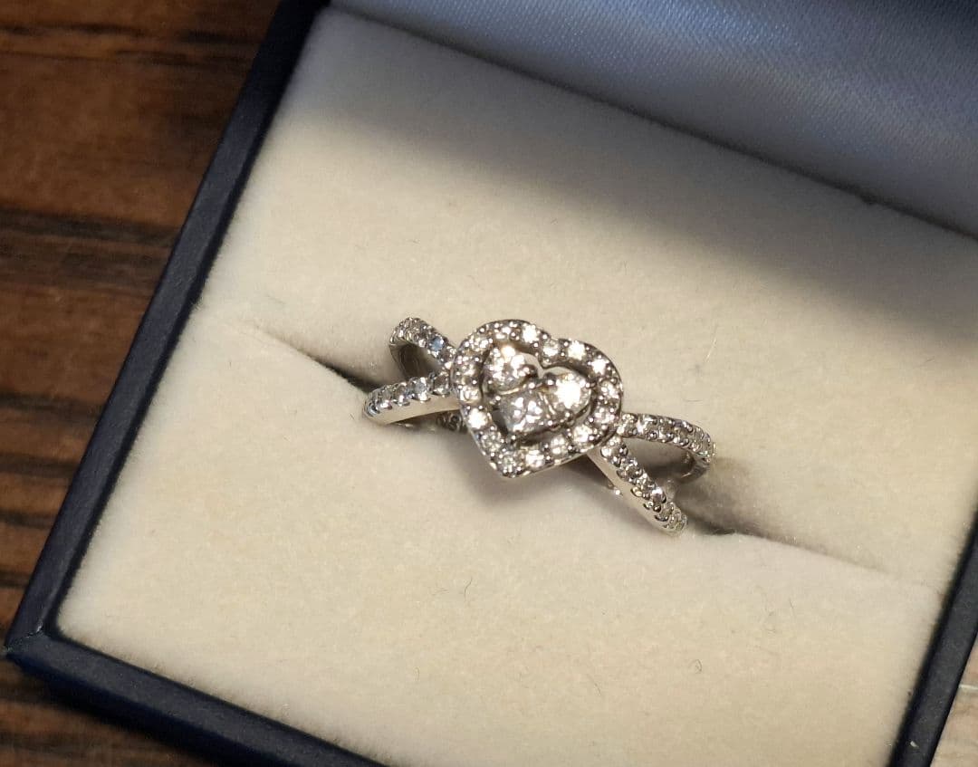 【Min様】K18WG 0.54ct 12号 ハートモチーフ ダイヤモンドリング