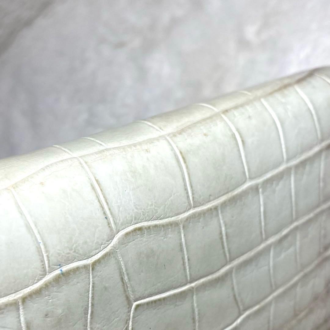 【かつ】✨美品✨ヒマラヤ　クロコダイル　鰐革　長財布　ホワイト