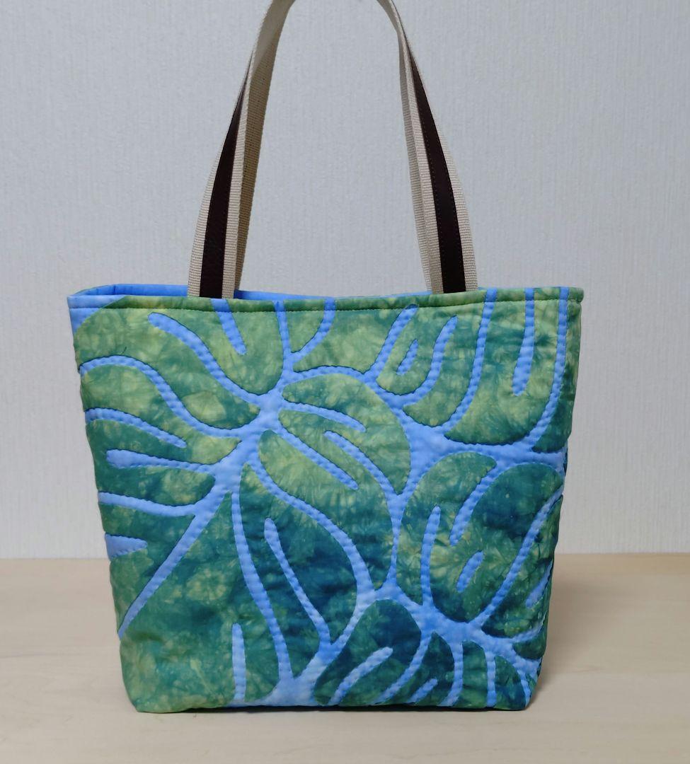 ハワイアンキルトバッグ・モンステラ