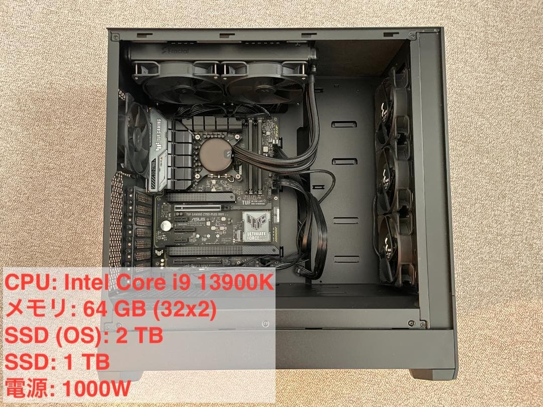 i9 13900K 64GB SSD (2TB,1TB) 1000W 自作PC