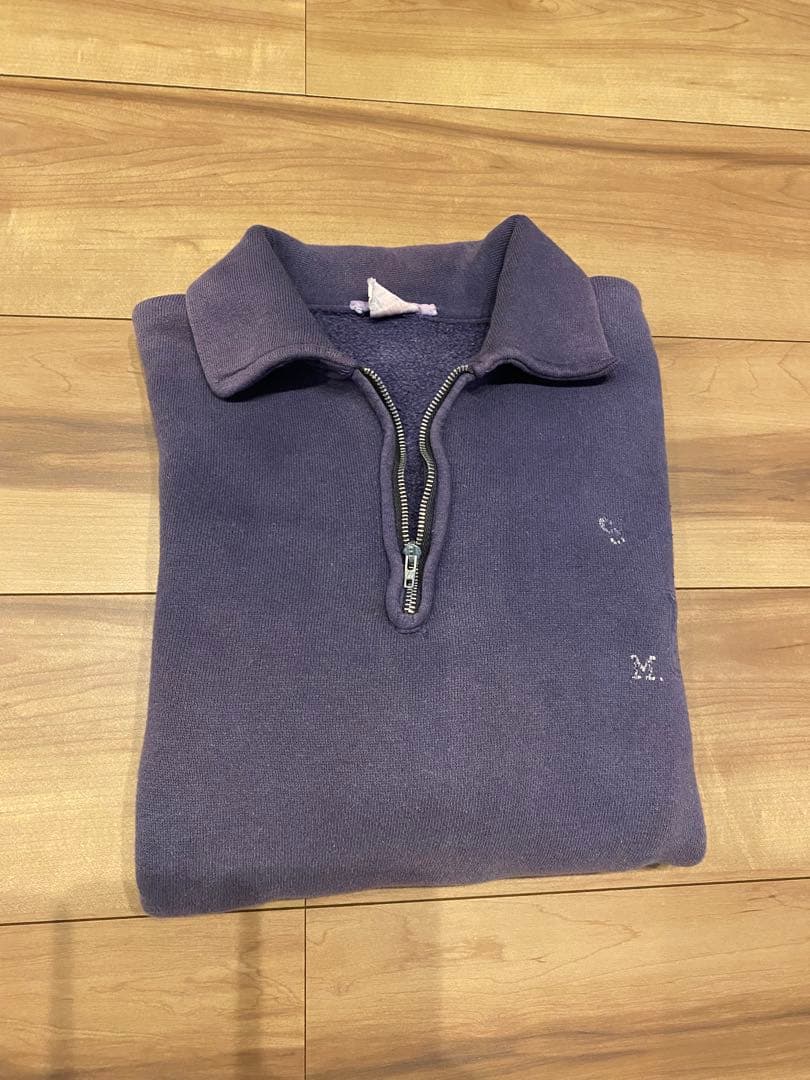 60s champion ハーフジップ　ランタグ　ナス紺　グッドフェード　大きめ