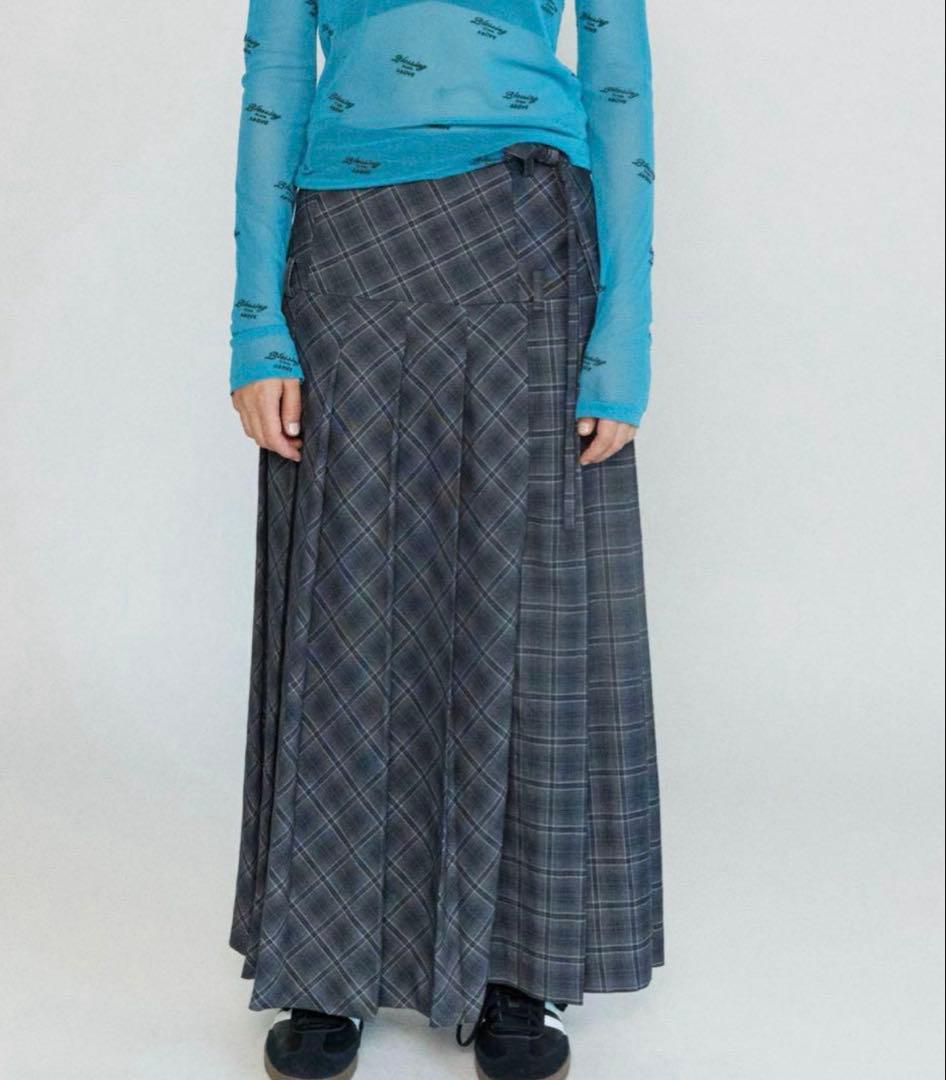 美品　ローウエストマキシプリーツスカート MAISON SPECIAL グレー