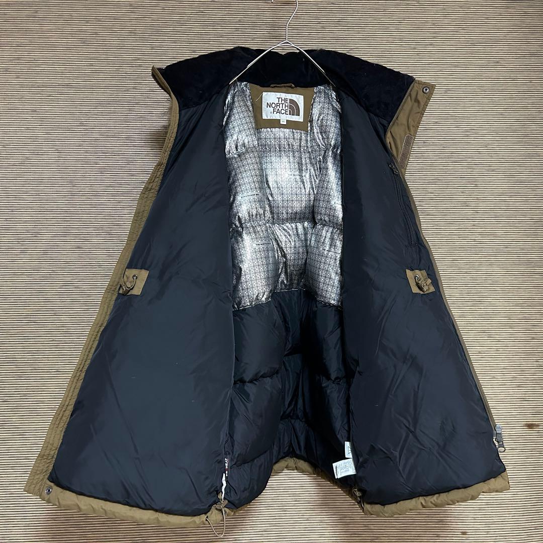 【ノースフェイス】ダウンジャケット モッズコート　こげ茶　フェイクファー刺繍H3