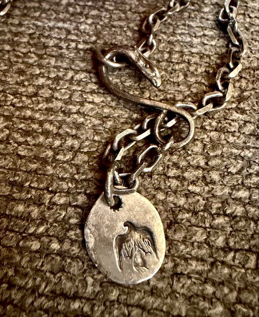 ゴローズ　イーグルフック細角チェーン　47㎝　銀太陽メタル大　goro's