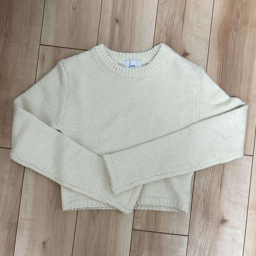 CLANE COTTON SHORT KNIT TOPS アイボリー