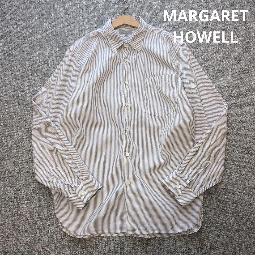 マーガレットハウエル　日本製　メンズ　ストライプシャツ　コットン