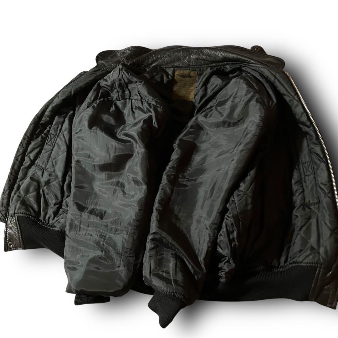 Ruu様☆vintageレザージャケットCWU-45P型フライトジャケット本革黒