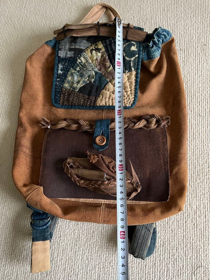 一点物◆柿渋 山葡萄 藍染リュック ハンドメイド 古布パッチワーク◆