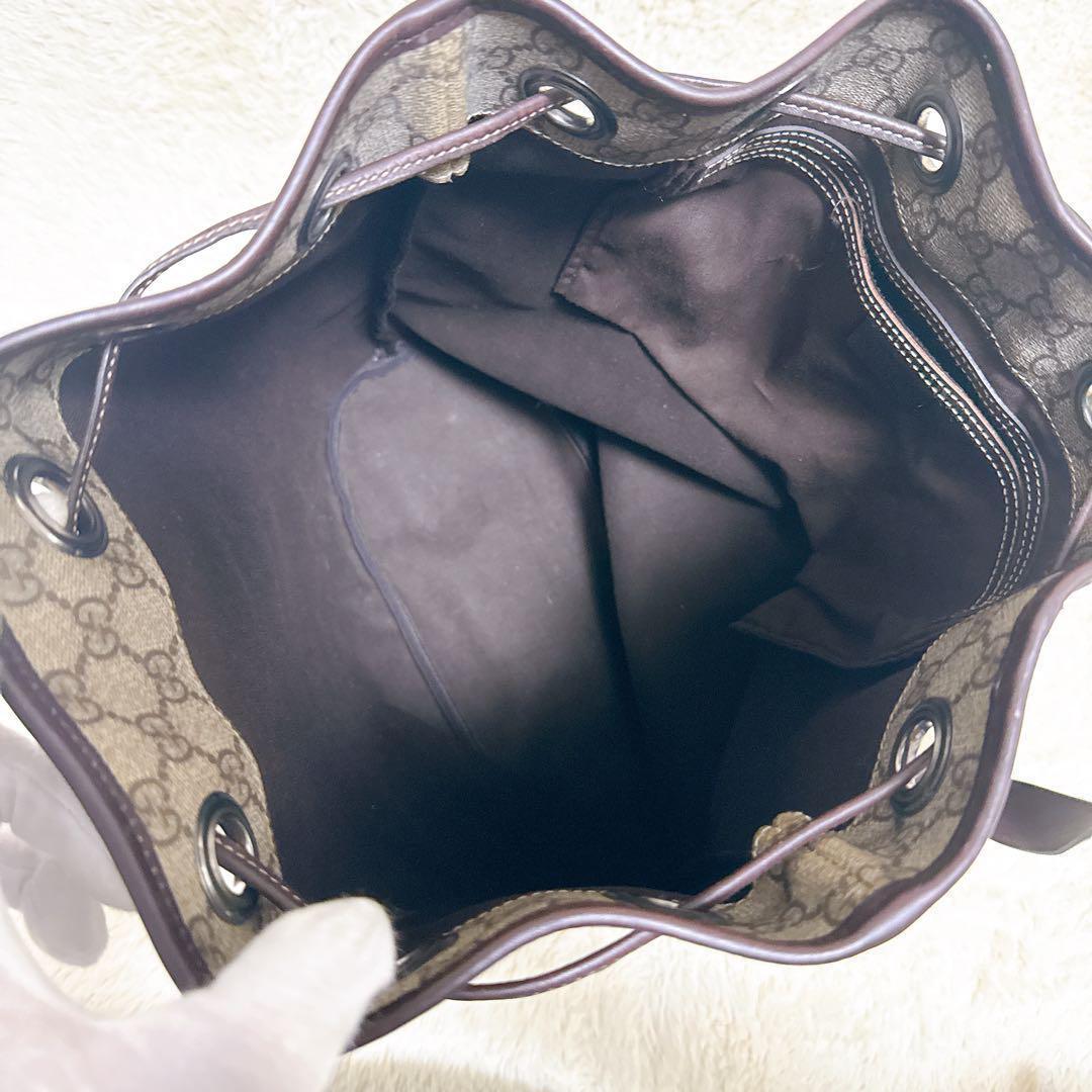 2301 希少美品✨GUCCI 大容量 リュック GG PVC 巾着型 ブラウン