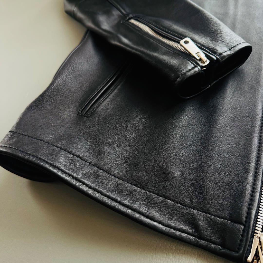 美品 UNITED TOKYO ラムレザーシングルジャケット L ブラックメンズ