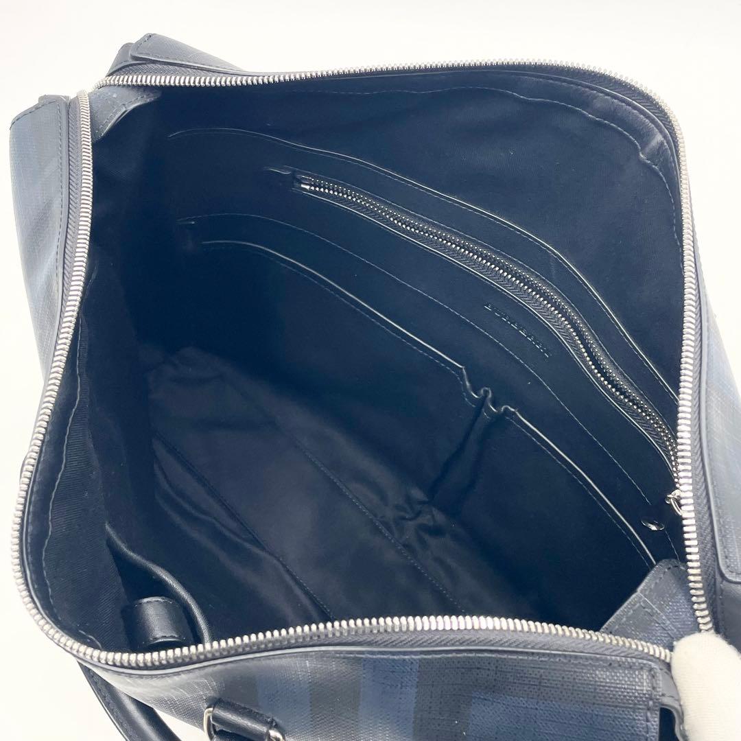 バーバリー ロンドンチェック ビジネスバッグ 2way A4可 ネイビー PVC