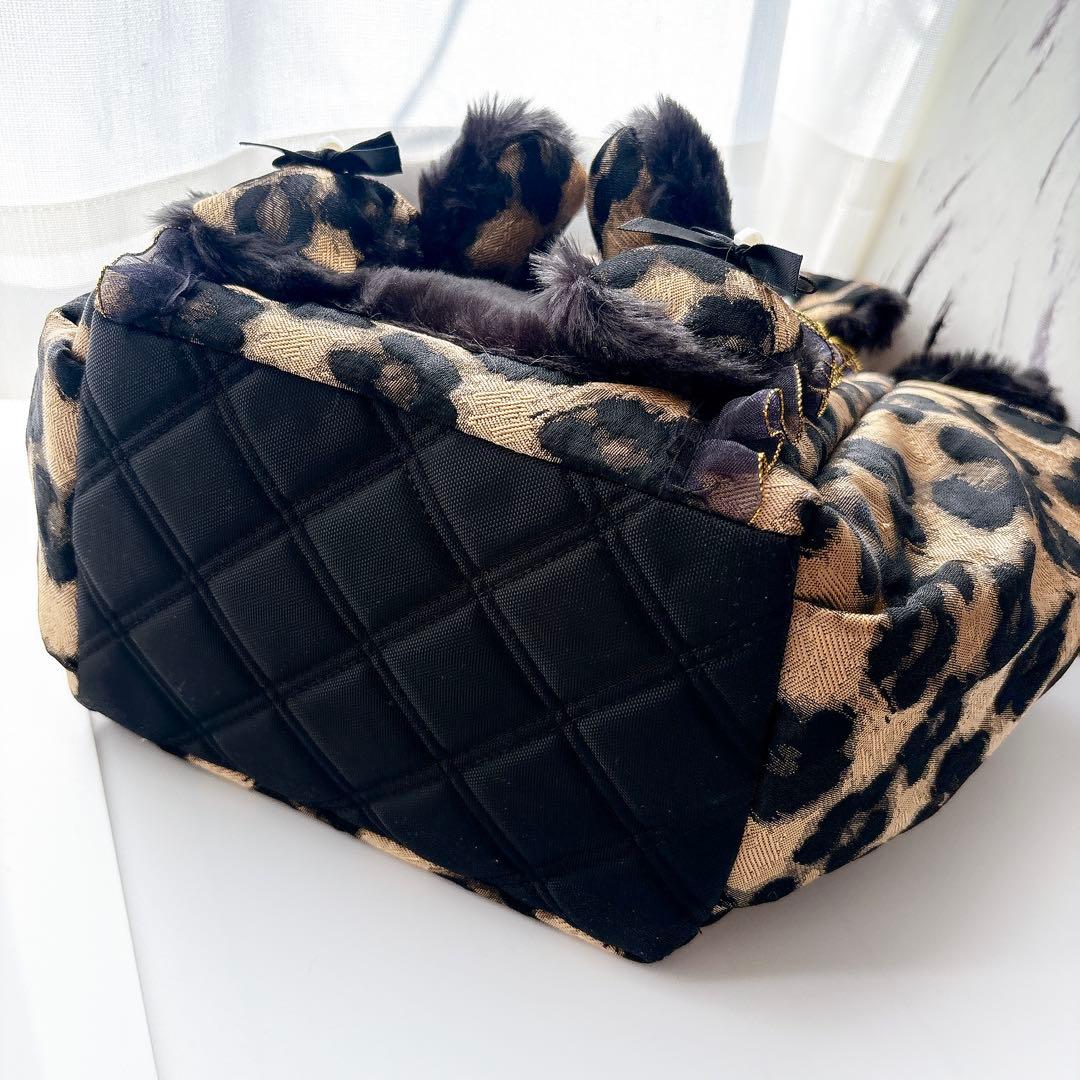 ね*】様 コヤンイサムチョン　バック　艶感ブラウン　花柄　ブラックファー