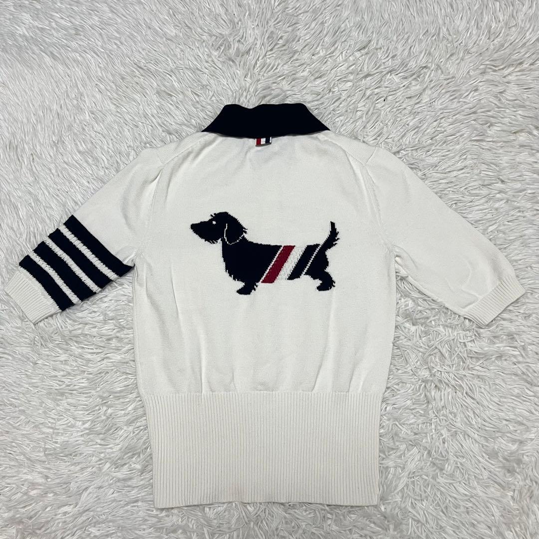 最高級 トムブラウン Thom Browne 4bar ヘクター 半袖ニット 白