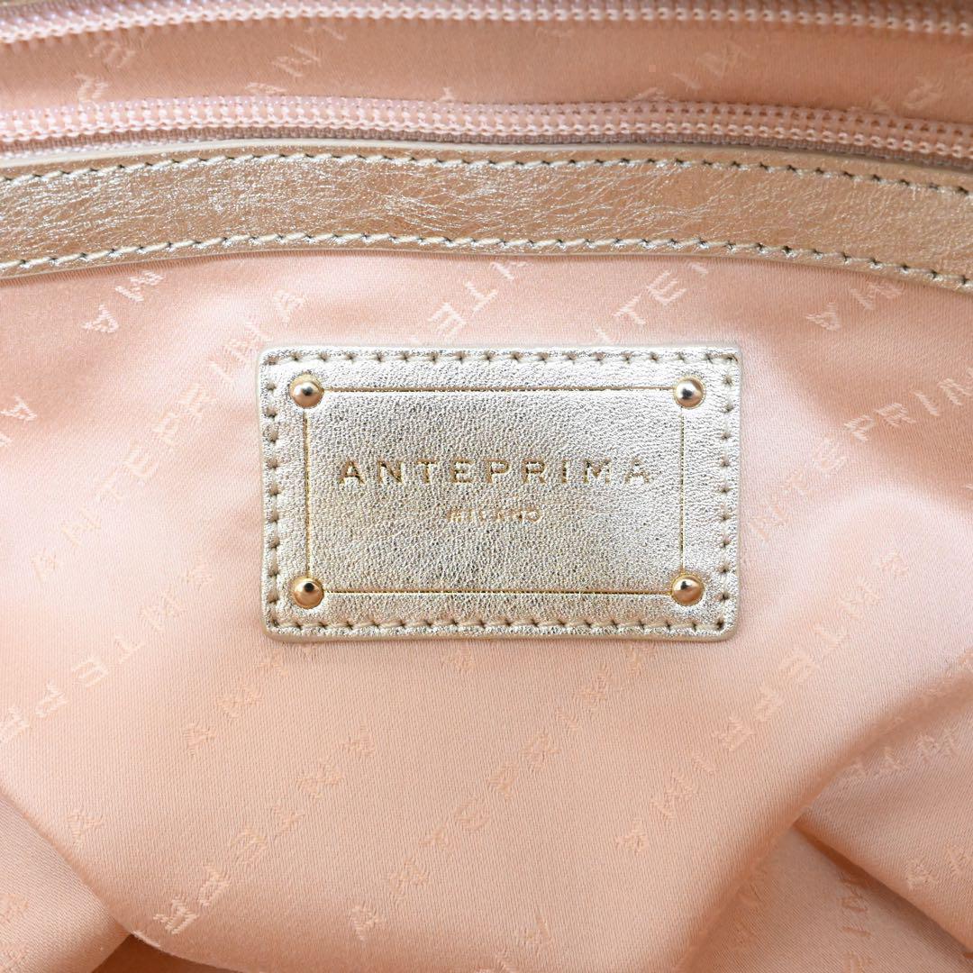 未使用 タグ付き AntePrima ミニボストンバッグ 特殊加工 ゴールド