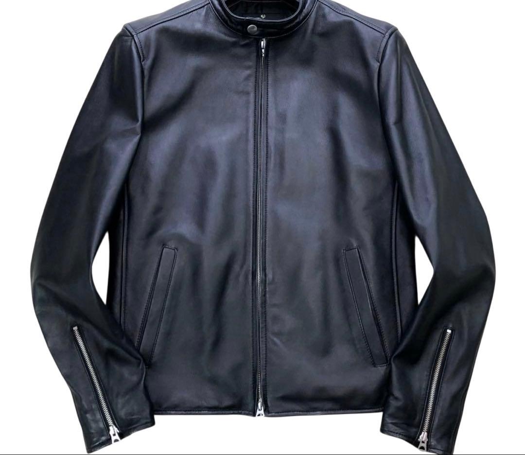 【最高級】ナノユニバース 羊革 シングル ジャケット ライダース キルティング