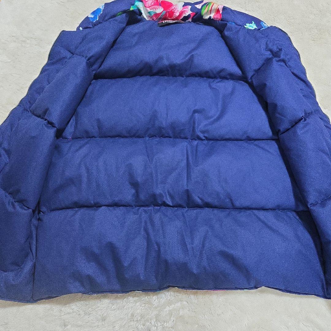 レオナール LEONARD ダウンベスト フラワー柄 ゆったりサイズ ネイビー