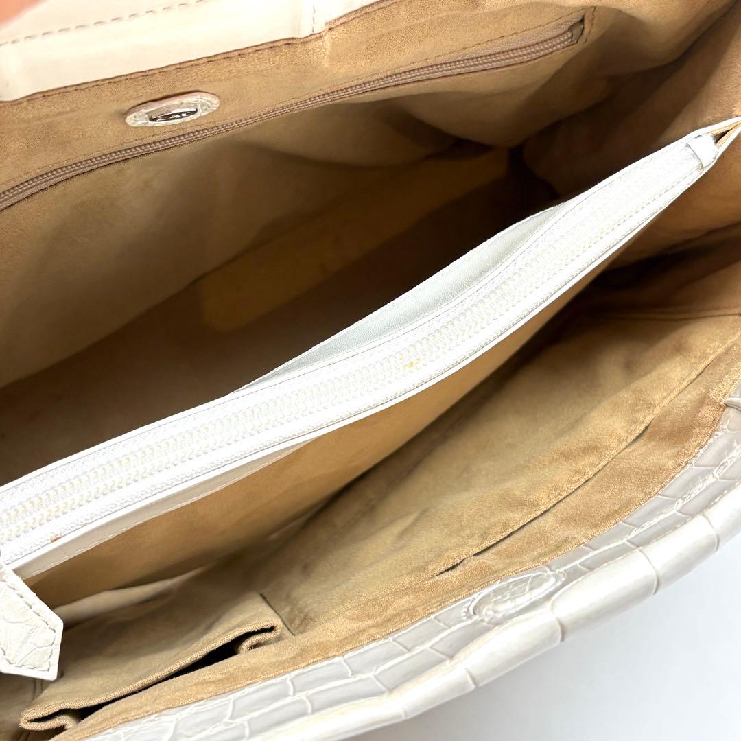 高級　ZAO ザオー　クロコハンドバッグ　パールホワイト　JRA認定