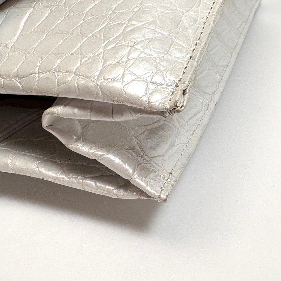 高級　ZAO ザオー　クロコハンドバッグ　パールホワイト　JRA認定