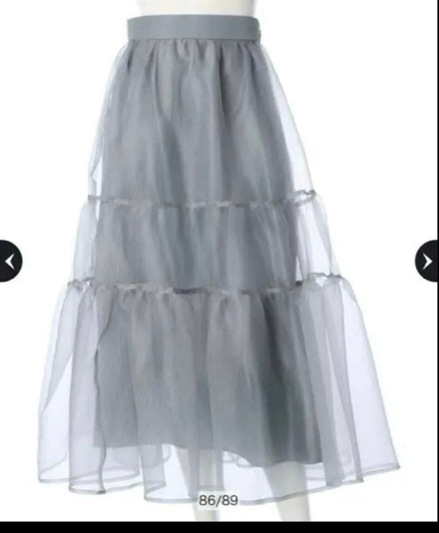 グレー シフォン ティアードロングスカート　サイズ2