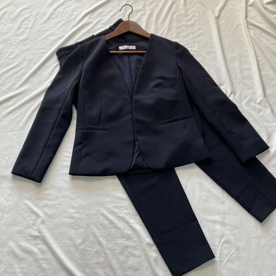 セットアップスーツ✨ナチュラルビューティーベーシック　ストレッチ　紺　上下S