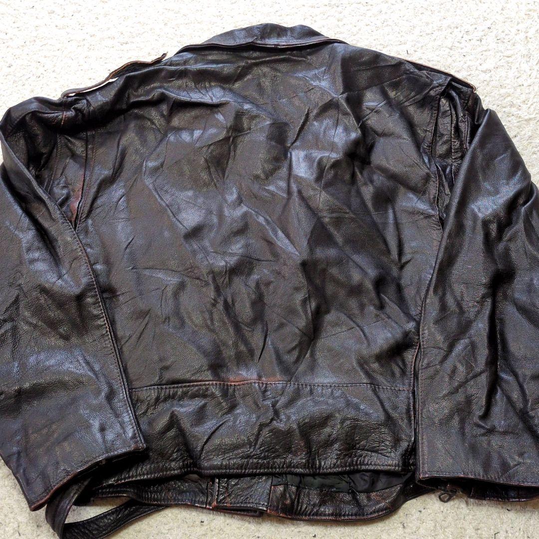 値下げ中1-47 イタリア製　VERA PELLE　ダブルライダース　本革　レ