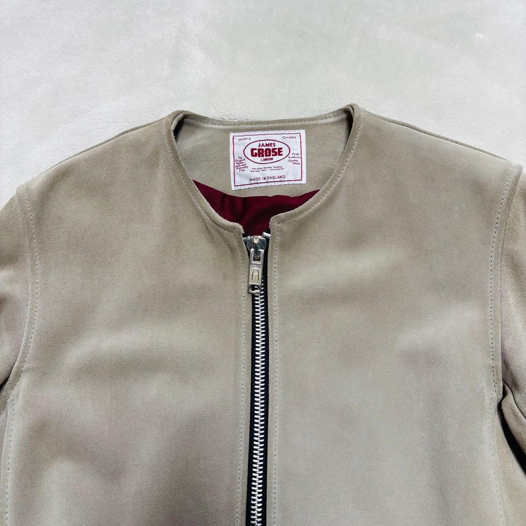 JAMESGROSEベージュ スエードレザー シングルライダースジャケット 38