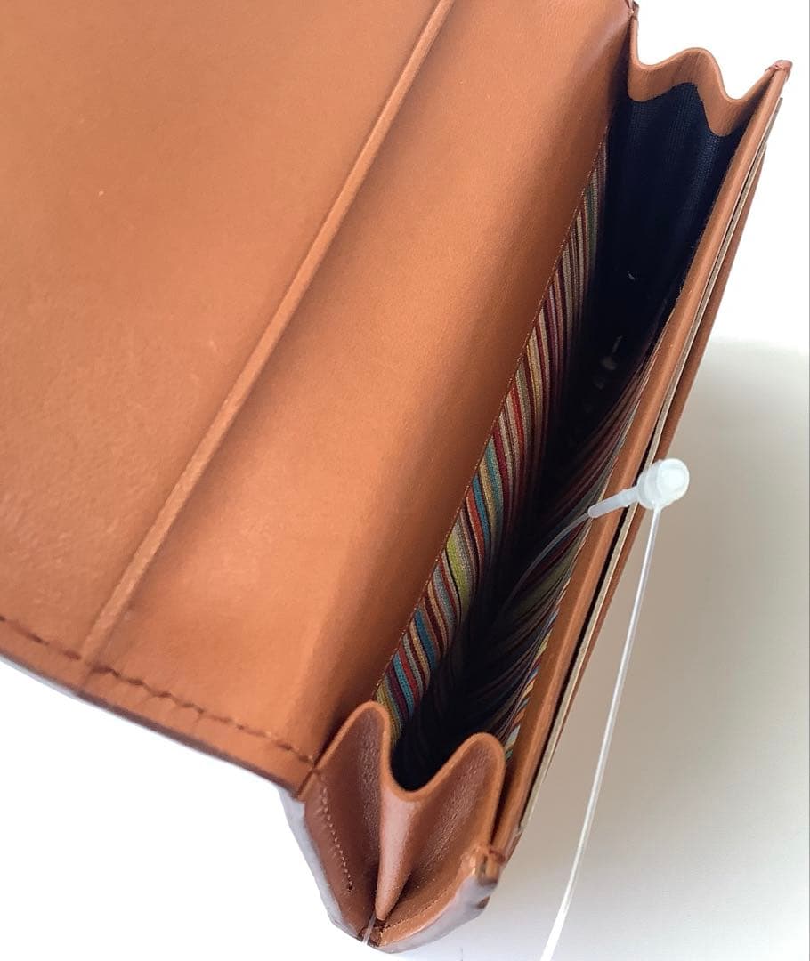 H N様★新品★ポールスミス★ベジタンストライプトリム カードケース★キャメル
