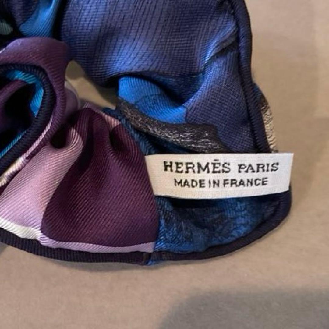 【HERMES】エルメスクラウディアシュシュ ブルーパープル ヘアアクセサリー