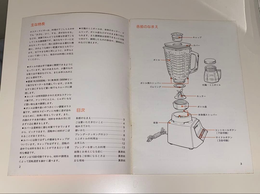 オスター ブレンダー オスターライザー ミニボトル 取扱説明書 ヴィンテージ