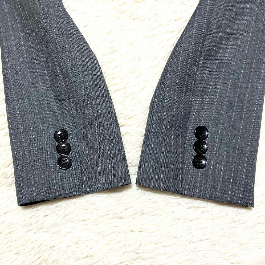 ★極美品★NEWYORKER パンツスーツセットアップ ストライプ モヘヤ 7号