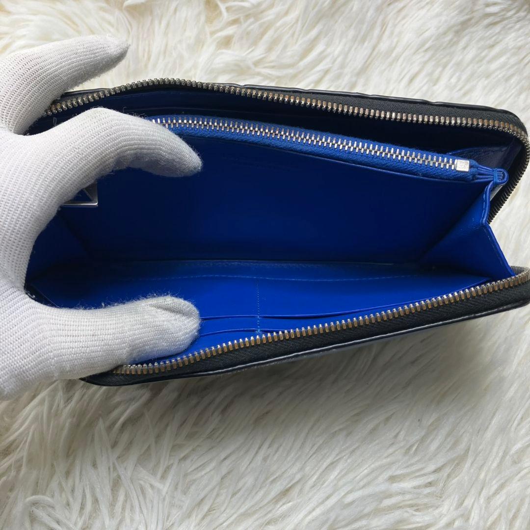 美品✨ボッテガヴェネタ マキシイントレチャート ラウンドジップ 長財布 ブラック